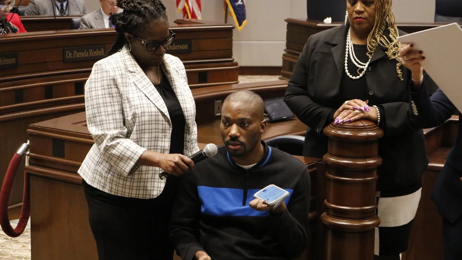 Derrick Tuff speaking during a public presentation